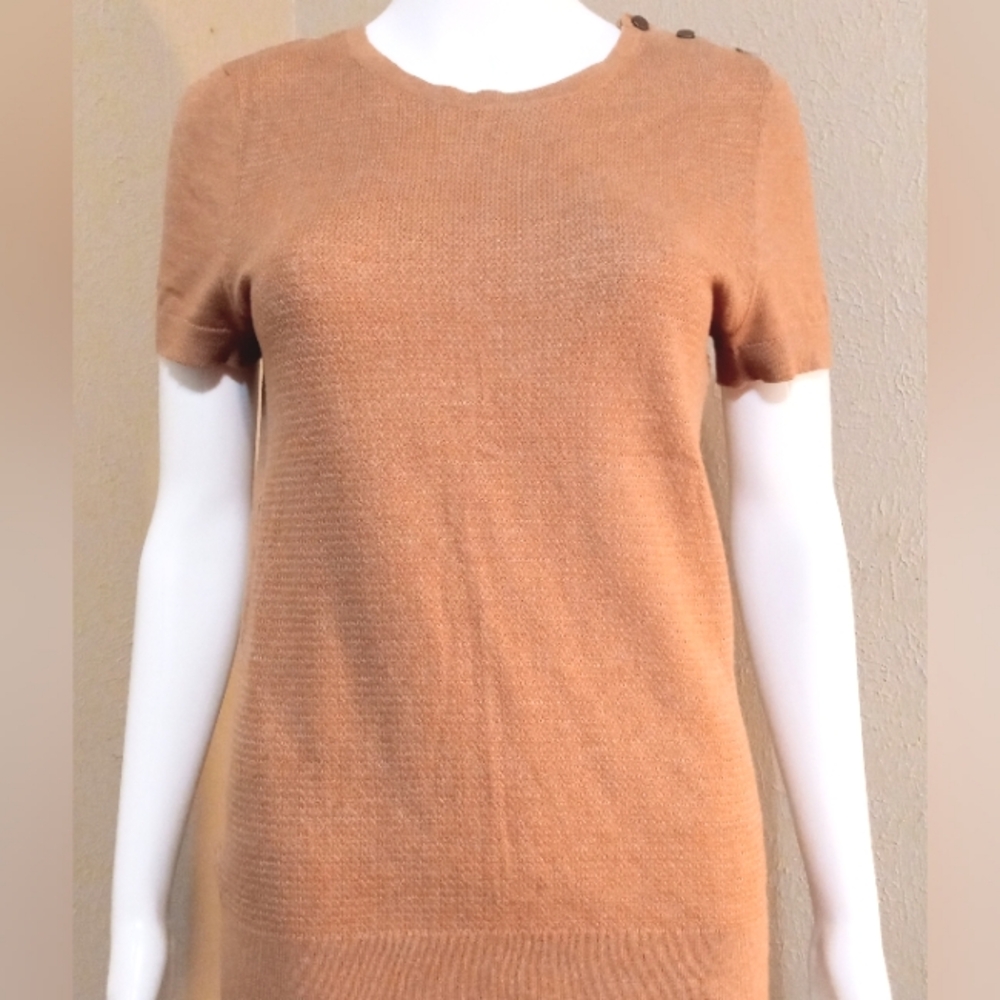 LOFT Camel S/S Textured Sweater